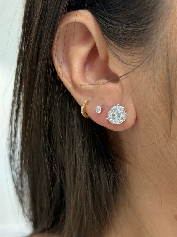 Classic & Contemporary 14K Gold White Lab-Grown 2.08 Carats Diamond Stud Earrings