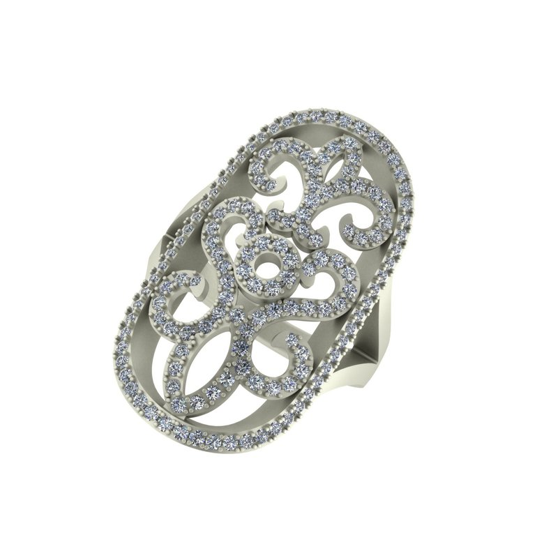 White 14 Karat Gold 0.99 Carats Diamonds Vintage Style Ring