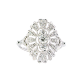 Elegant & Trendy 18K White Gold 0.52 Carats Diamond Vintage Inspired Ring
