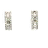 Classic & Contemporary 18K White Gold 0.62 Carats Baguette & Round Diamond Huggie Earrings