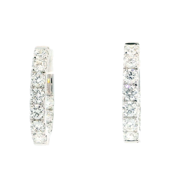 Classic & Contemporary 18K White Gold 1.61 Carats Diamond Inside Out Medium Hoop Earrings