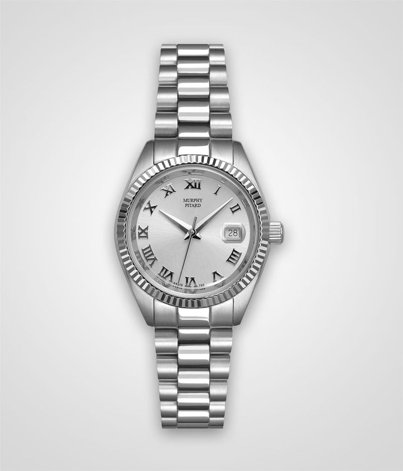 MPJ White Stainless Steel 30mm Dress Watch