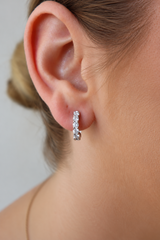 Classic & Contemporary 18K White Gold 1.0 Carats Diamond Huggie Earrings