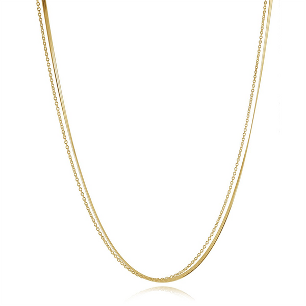 Yellow Stainless Steel Herringbone & Link Double Chain, 18 Inch