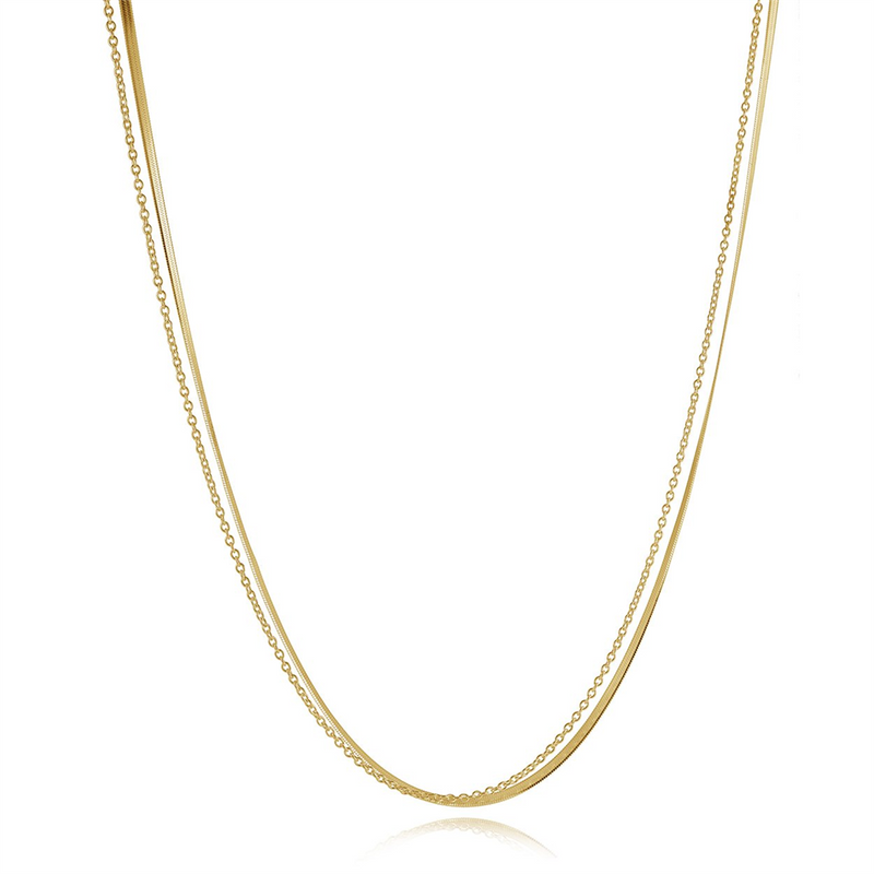 Yellow Stainless Steel Herringbone & Link Double Chain, 18 Inch