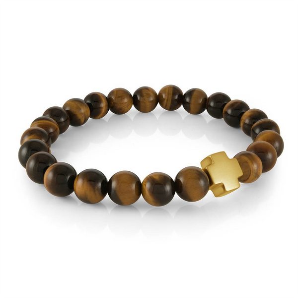 Bold & Stylish Alternative Metal Bracelets Tiger's Eye Bead Bracelet - 8.25 Inch