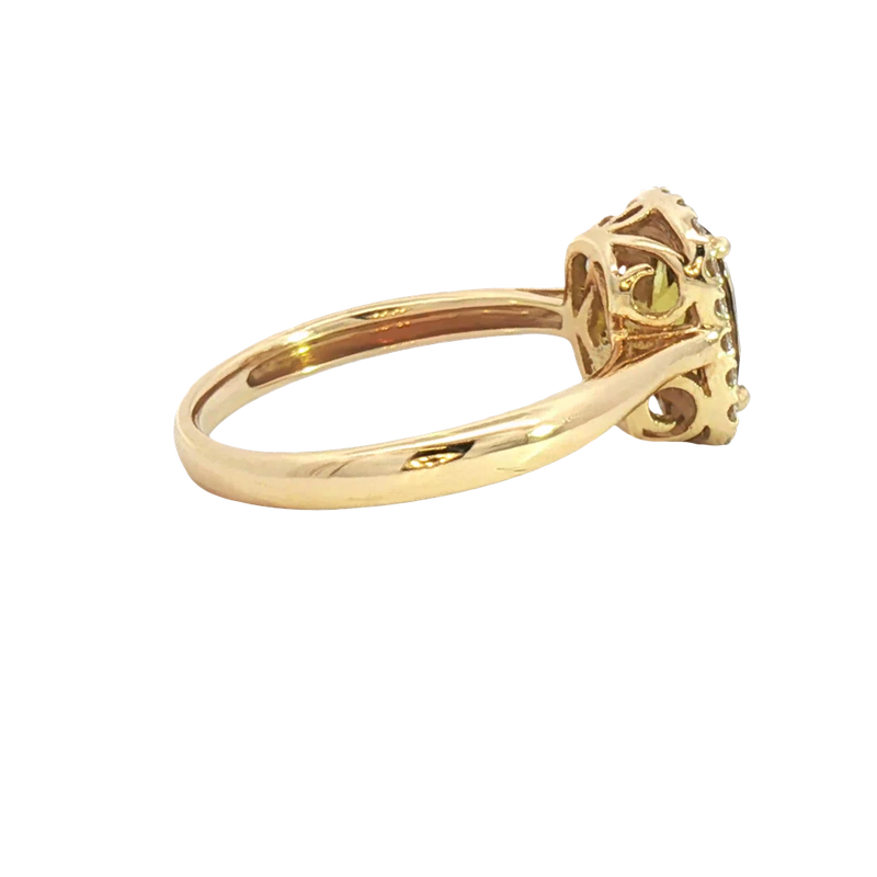 Bold & Elegant 14K Yellow Gold Rectangular Cushion Cut 1.50 Carats Yellow Sapphire & 0.22 Carats Diamond Halo Ring
