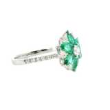 Bold & Elegant 18K Gold White Accented Color Stone Floral Inspired Fashion Ring -  Emeralds 1.02 Carats & Diamonds 0.59 Carats