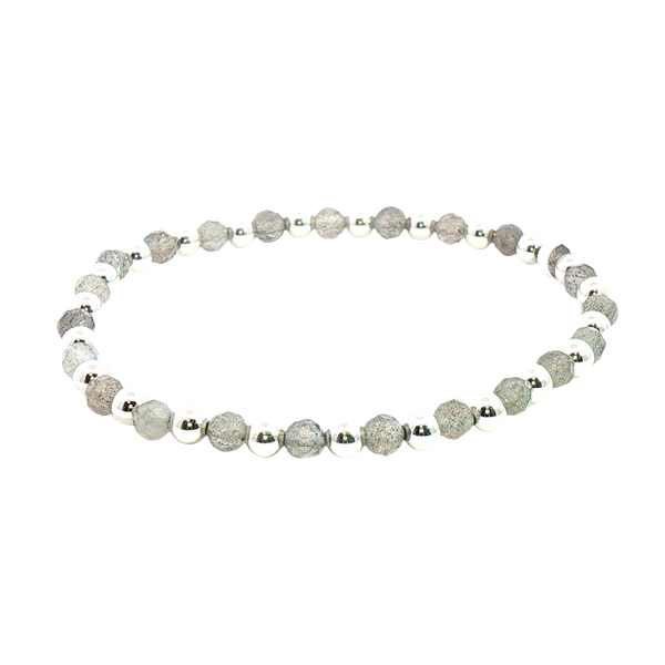 Sterling Silver & Labradorite Bead Bracelet - 7.0 Inch