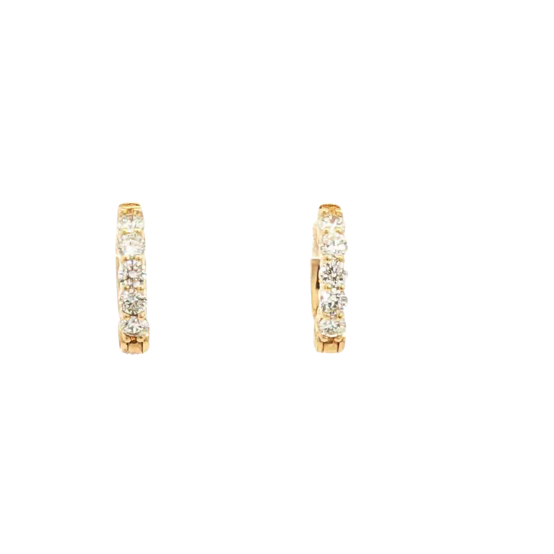 Classic & Contemporary 18K Yellow Gold 0.50 Carats Round Diamond Small Hoop Earrings