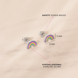 Sterling Silver Magical Rainbow Enamel Earrings For Children
