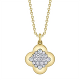 Elegant Diamond Necklaces 14K Yellow Gold 0.29 Carats Diamond Clover Necklace - 18 Inch