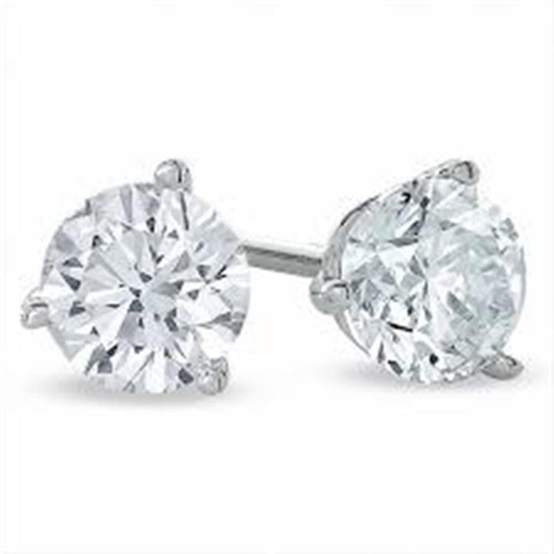 White 14 Karat Gold 1.0 Carats Diamond Stud Earrings