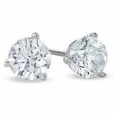 Classic & Contemporary 14K White Gold Martini Set Natural 1.0 Carat Diamond Stud Earrings