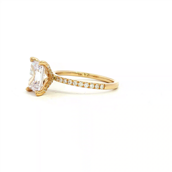 MPJ Exclusive Elegant Diamond Mountings 14K Gold Yellow Diamond Accented 1.5 Carats Emerald Cut Engagement Ring - 0.31 Carats Accent Diamonds