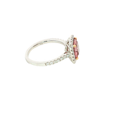 Bold & Elegant 18K White & Rosé Gold Cushion Cut 2.08 Carats Pink Tourmaline & 0.48 Carats Diamond Halo Ring