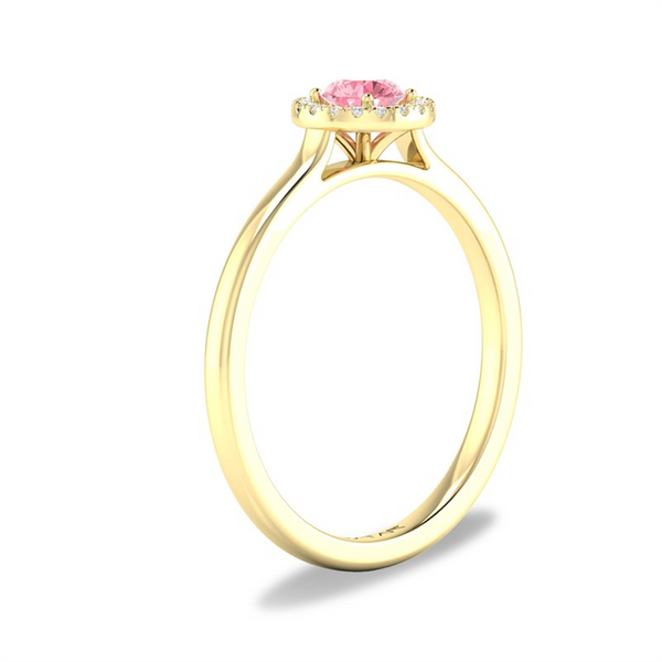 Yellow 10 Karat Gold 0.25 Carats Tourmaline & 0.05 Carats Diamond Halo Ring