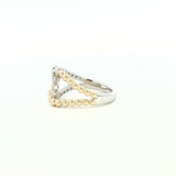Elegant & Trendy 14K White & Yellow Gold 0.50 Carats Diamond Double Loop Ring