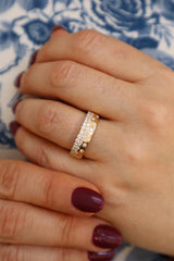 Elegant & Trendy Satin Finish 14K Yellow Gold 0.52 Carats Diamond Scatter Band