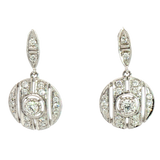 Classic & Contemporary 18K White Gold 0.36 Carats Diamond Art Deco Inspired Drop Earrings