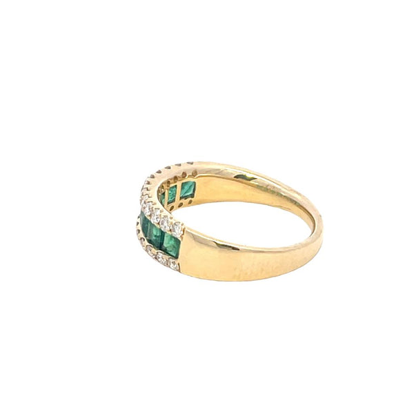 Bold & Elegant 14K Gold Yellow Stackable 0.99 Carats Emerald & 0.44 Carats Diamond Fashion Band