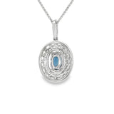 Elegant Diamond Necklaces & Pendants 18K Gold White 1.94 Carats Sapphire & 0.87 Carats Diamonds Halo Pendant Necklace - Inch