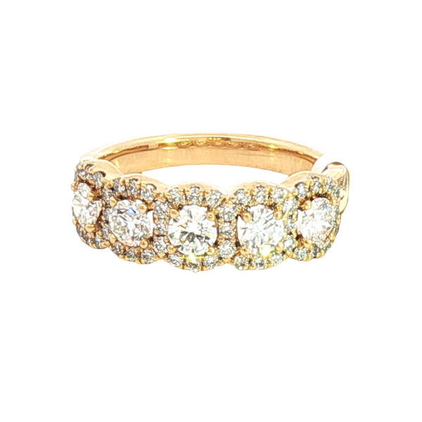 Elegant Diamond Bands 18K Yellow Gold 1.15 Carats Diamond Blended Halo Band