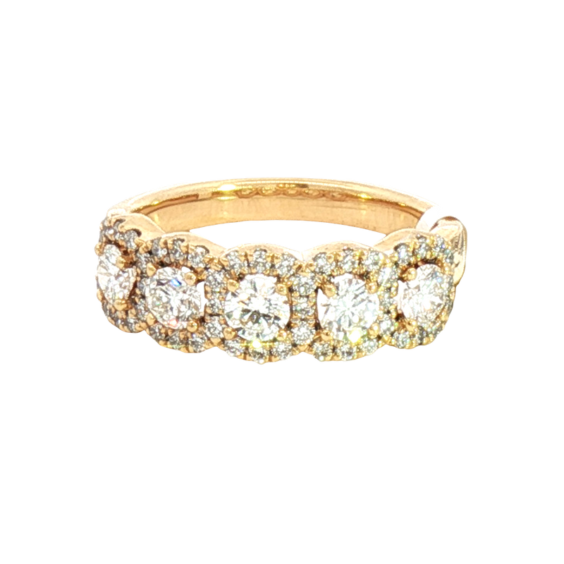 Elegant Diamond Bands 18K Yellow Gold 1.15 Carats Diamond Blended Halo Band