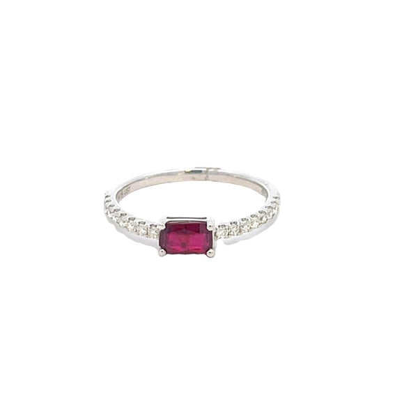 Bold & Elegant 14K White Gold Stackable  0.76 Carats Ruby & 0.20 Carats Diamond Fashion Ring