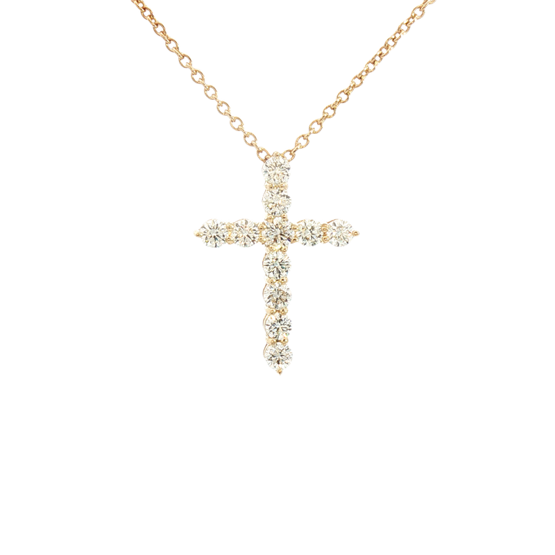 Vibrant 14K Yellow Gold 0.83 Carats Diamond Cross Pendant
