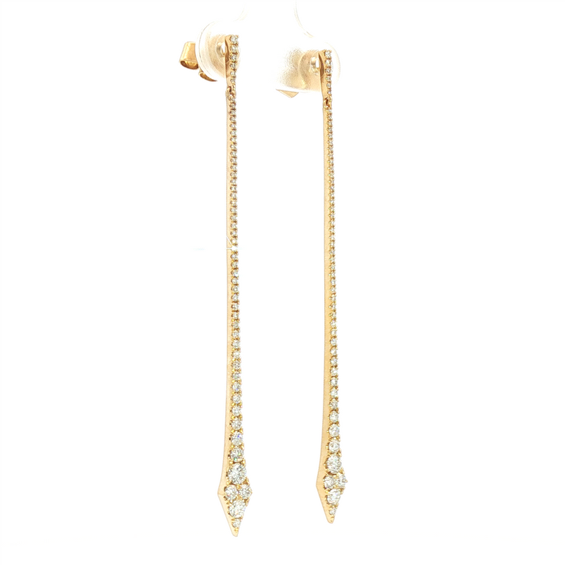 Classic & Contemporary 18K Yellow Gold 0.85 Carats Diamond Drop Earrings