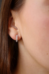 Classic & Contemporary 18K White Gold 1/2 Carats Diamond Small Hoop Earrings