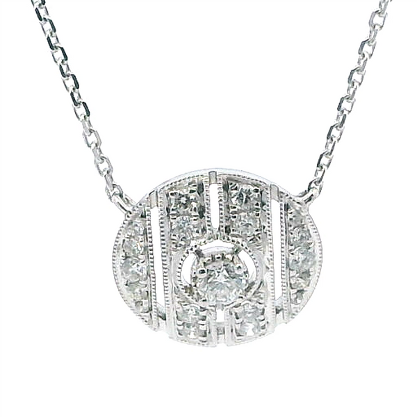 Elegant Diamond Necklaces 18K Gold White 0.30 Carats Diamonds Vintage Inspired Pendant Necklace - 18 Inch