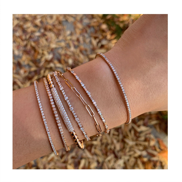 Sophisticated & Timeless Diamond Bracelets 14K Gold Rosé & Titanium Flex Diamond Bangle Bracelet - 0.97 CTW, Size 6 Inch