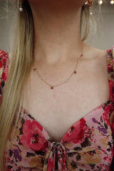 Vibrant 14K Gold Yellow 0.73 Carats Rubies & 0.08 Carats Diamonds Fringe Station Necklace, 18 Inch