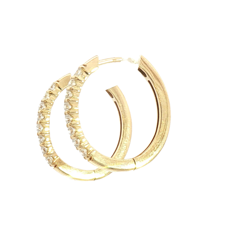 Classic & Contemporary 14K Yellow Gold 1/2 Carats Diamond Medium Hoop Earrings