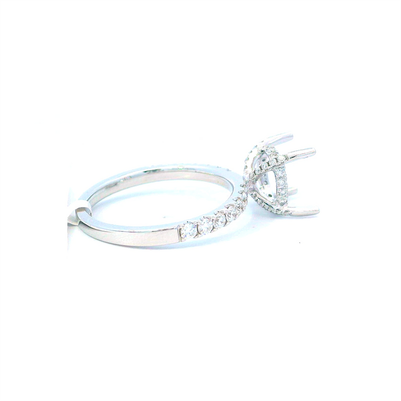 Elegant Diamond Mountings 18K Gold White Diamond Accented Round 2.5 Carats Engagement Ring - 0.57 Carats Accent Diamonds
