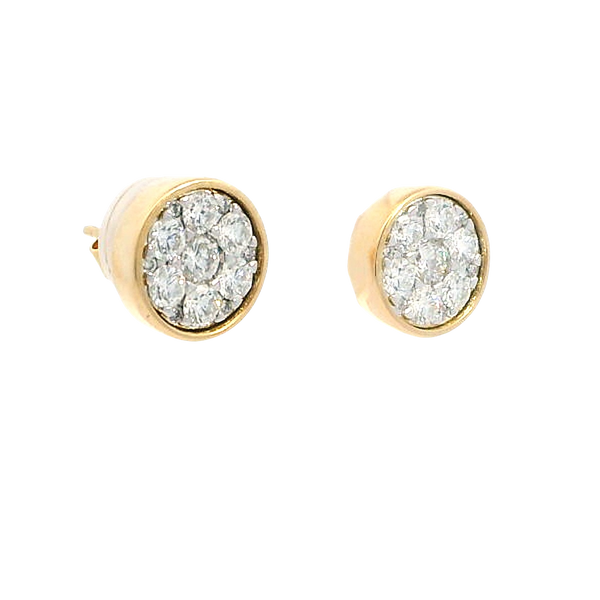 Classic & Contemporary 18K Yellow Gold 0.99 Carats Diamond Bezel Stud Earrings