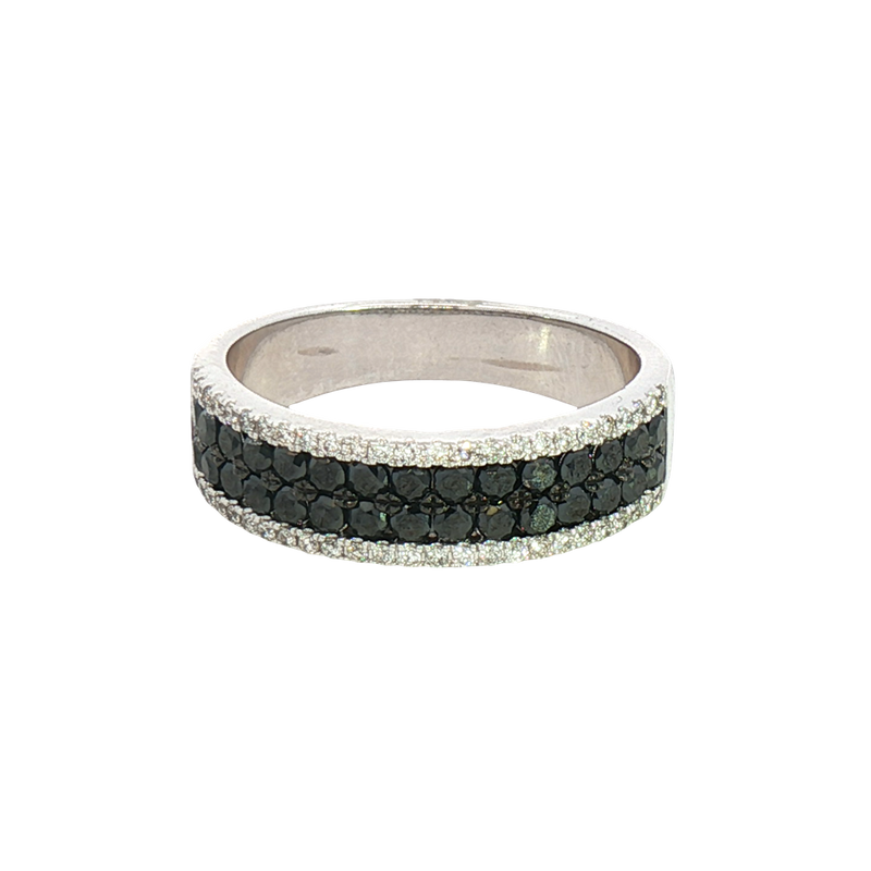 Elegant & Trendy 14K White Gold 0.94 Carats Black & White Diamond Band