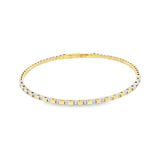 Sophisticated & Timeless Diamond Bracelets 14K Yellow & White Gold 0.26 Carats Diamond Flexible Bangle Bracelet - 6.75 Inch
