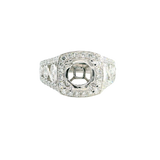 Elegant Diamond Mountings 18K White Gold 1.50 Carats Round Diamond Halo Semi Mount Ring - 1.32 Carats Diamond Weight