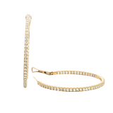 Classic & Contemporary 18K Yellow Gold Inside Out 1.09 Carats Diamond Large Hoop Earrings