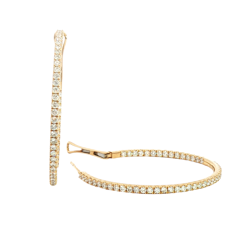 Classic & Contemporary 18K Yellow Gold Inside Out 1.09 Carats Diamond Large Hoop Earrings