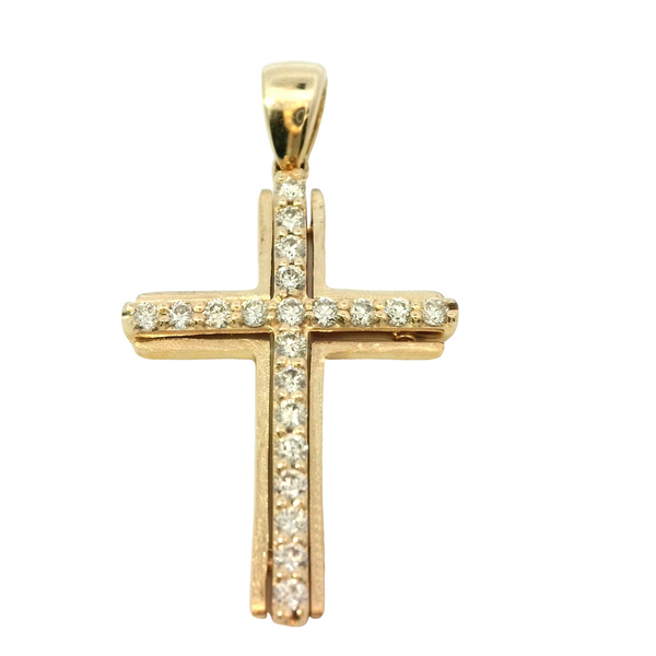 Yellow 14 Karat Gold 0.25 Carats Diamond Cross Pendant