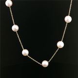 Elegant Pearl Necklaces & Pendants 14K Yellow Gold 6.5 - 7.0 MM Akoya Pearl Tin Cup Necklce - 18 Inch