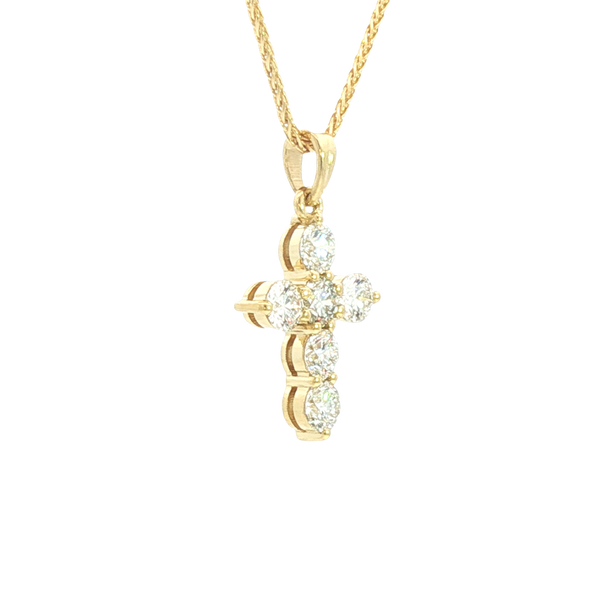 Elegant Diamond Necklaces & Pendants 18K Yellow Gold 1.1 Carats Diamond Medium Cross Pendant