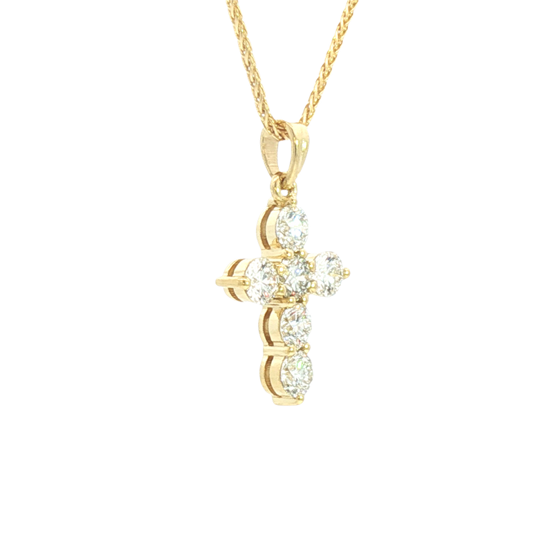 Elegant Diamond Necklaces & Pendants 18K Yellow Gold 1.1 Carats Diamond Medium Cross Pendant