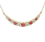 Vibrant Colored Stone Necklaces 14K Yellow Gold 0.40 Carats Ruby & 0.10 Carats Diamonds Curved Bar Necklace, 18 Inch