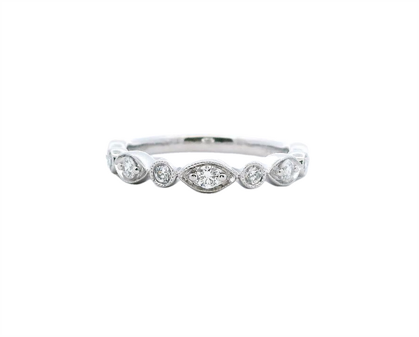 Elegant Diamond Bands 14K Gold White Stackable 0.35 Carats Diamond Anniversary Band
