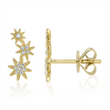 Classic & Contemporary 14K Yellow Gold 0.06 Carats Diamond Star Ear Climbers Earrings